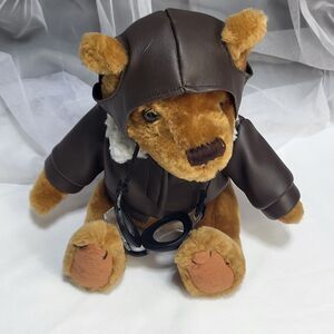 US Airways Teddy Bear Aviator Pilot Plush with Goggles Bomber Jacket and Cap